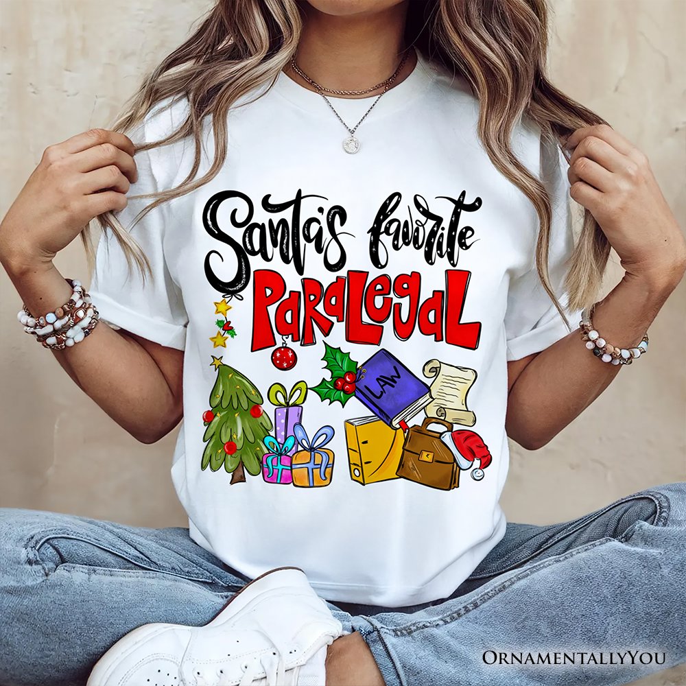 Santa's Favorite Paralegal T-Shirt, Merry Christmas Legal Briefs Tee T-Shirts OrnamentallyYou 