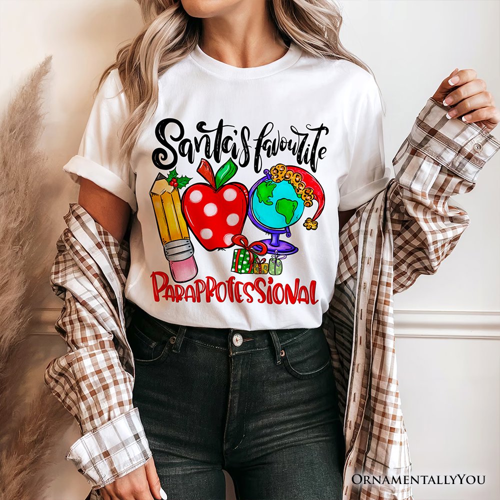 Santa's Favorite Paraprofessional T-Shirt, Merry Christmas Classroom Helper Tee T-Shirts OrnamentallyYou 