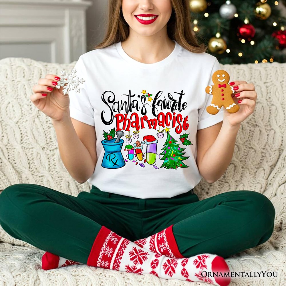 Santa's Favorite Pharmacist T-Shirt, Merry Christmas Pharmacy Tee T-Shirts OrnamentallyYou 