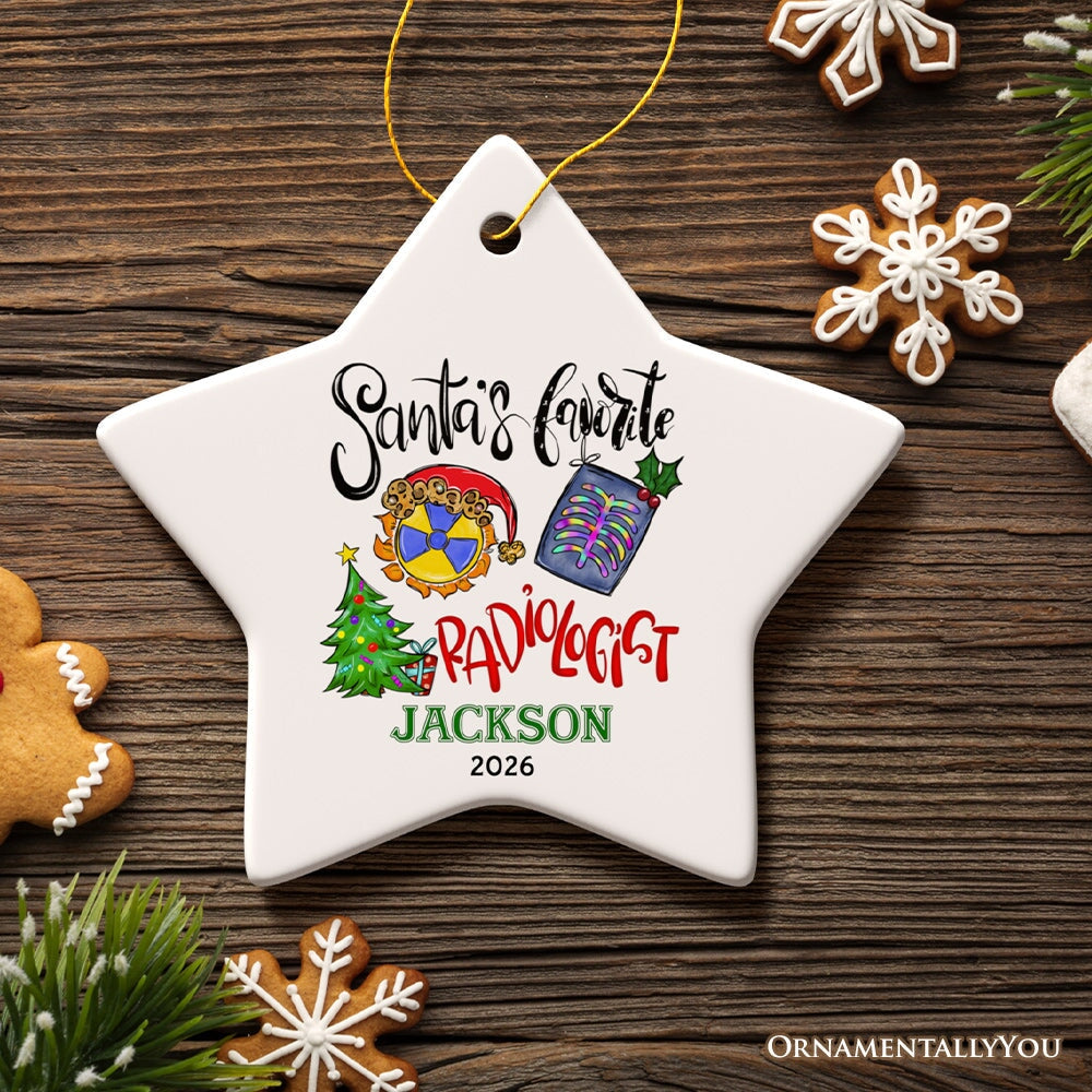 Santa’s Favorite Radiologist Personalized Christmas Ornament, Cute and Funny X-Ray Radiology Gift Ceramic Ornament OrnamentallyYou Star 