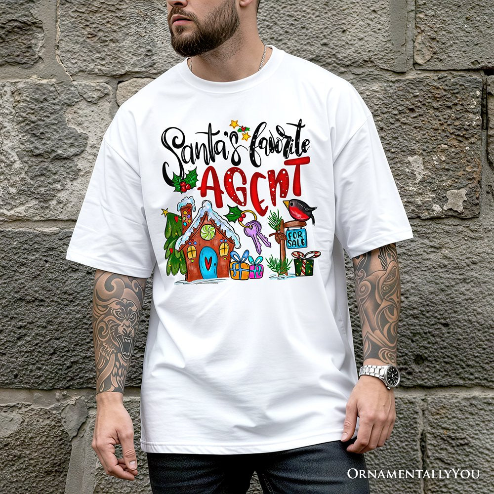 Santa’s Favorite Real Estate Agent T-Shirt, Festive Holiday Christmas Tee T-Shirts OrnamentallyYou 