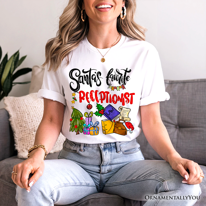 Santa’s Favorite Receptionist T-Shirt, Merry Christmas Front Desk Tee