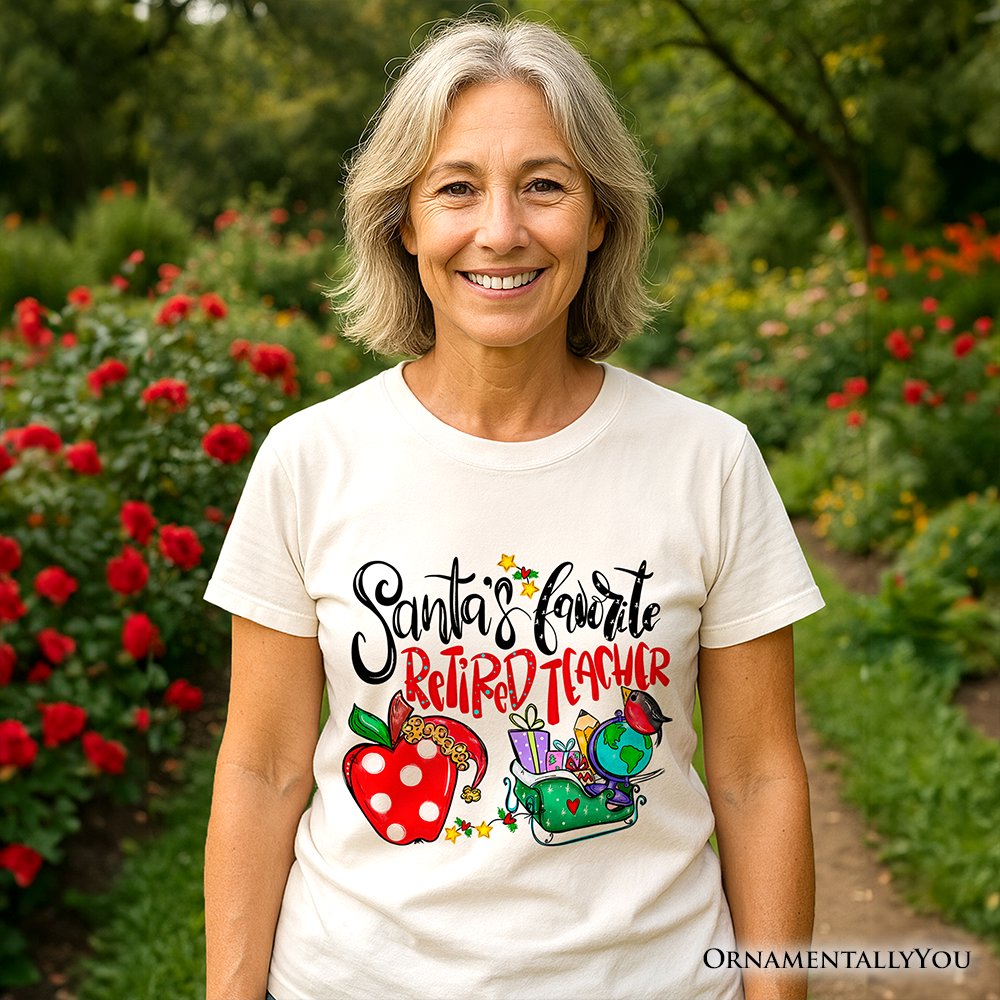 Santa’s Favorite Retired Teacher T-Shirt, Merry Christmas Classroom Memories Tee T-Shirts OrnamentallyYou 