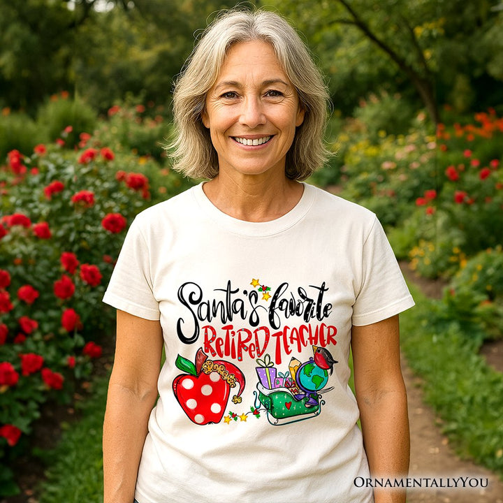 Santa’s Favorite Retired Teacher T-Shirt, Merry Christmas Classroom Memories Tee T-Shirts OrnamentallyYou 