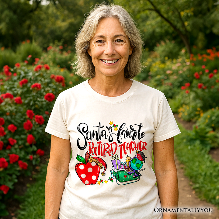 Santa’s Favorite Retired Teacher T-Shirt, Merry Christmas Classroom Memories Tee