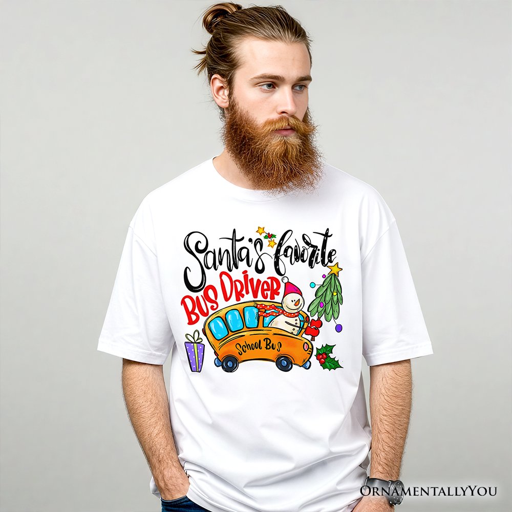Santa’s Favorite School Bus Driver T-Shirt, Merry Holiday Tee T-Shirts OrnamentallyYou 