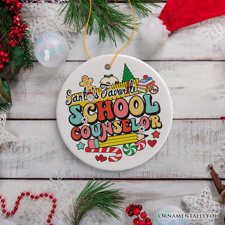 Santa’s Favorite School Counselor Handcrafted Christmas Ornament, Guidance Counselor Appreciation Gift Ceramic Ornament OrnamentallyYou 