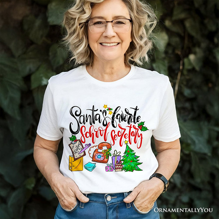 Santa’s Favorite School Secretary T-Shirt, Merry Christmas Office Tee T-Shirts OrnamentallyYou 