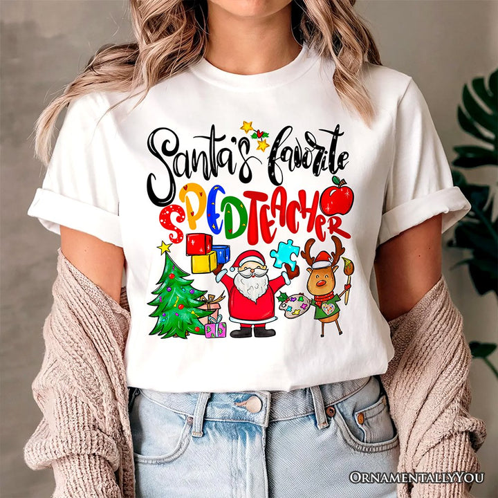 Santa’s Favorite Special Education Teacher T-Shirt, Merry Holiday Classroom Tee T-Shirts OrnamentallyYou 