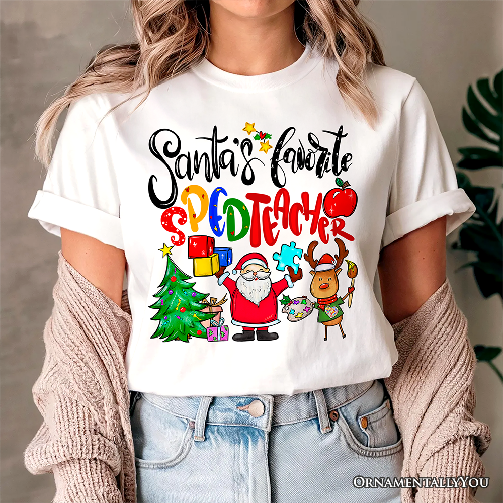 Santa’s Favorite Special Education Teacher T-Shirt, Merry Holiday Classroom Tee