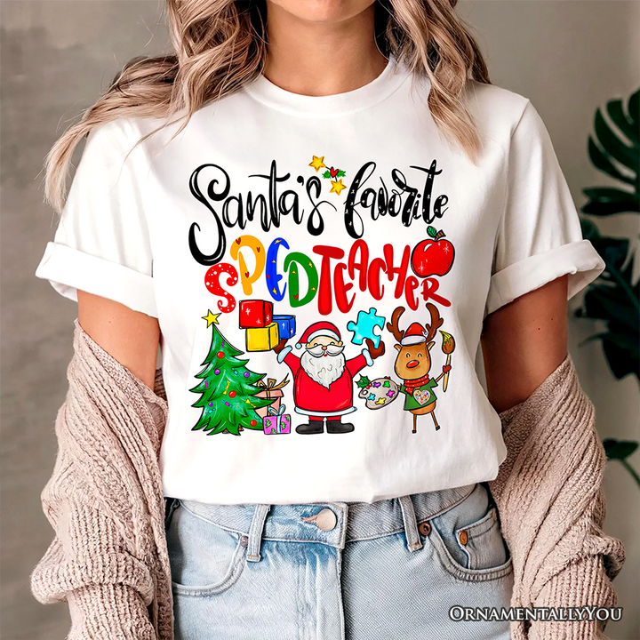 Santa’s Favorite Special Education Teacher T-Shirt, Merry Holiday Classroom Tee