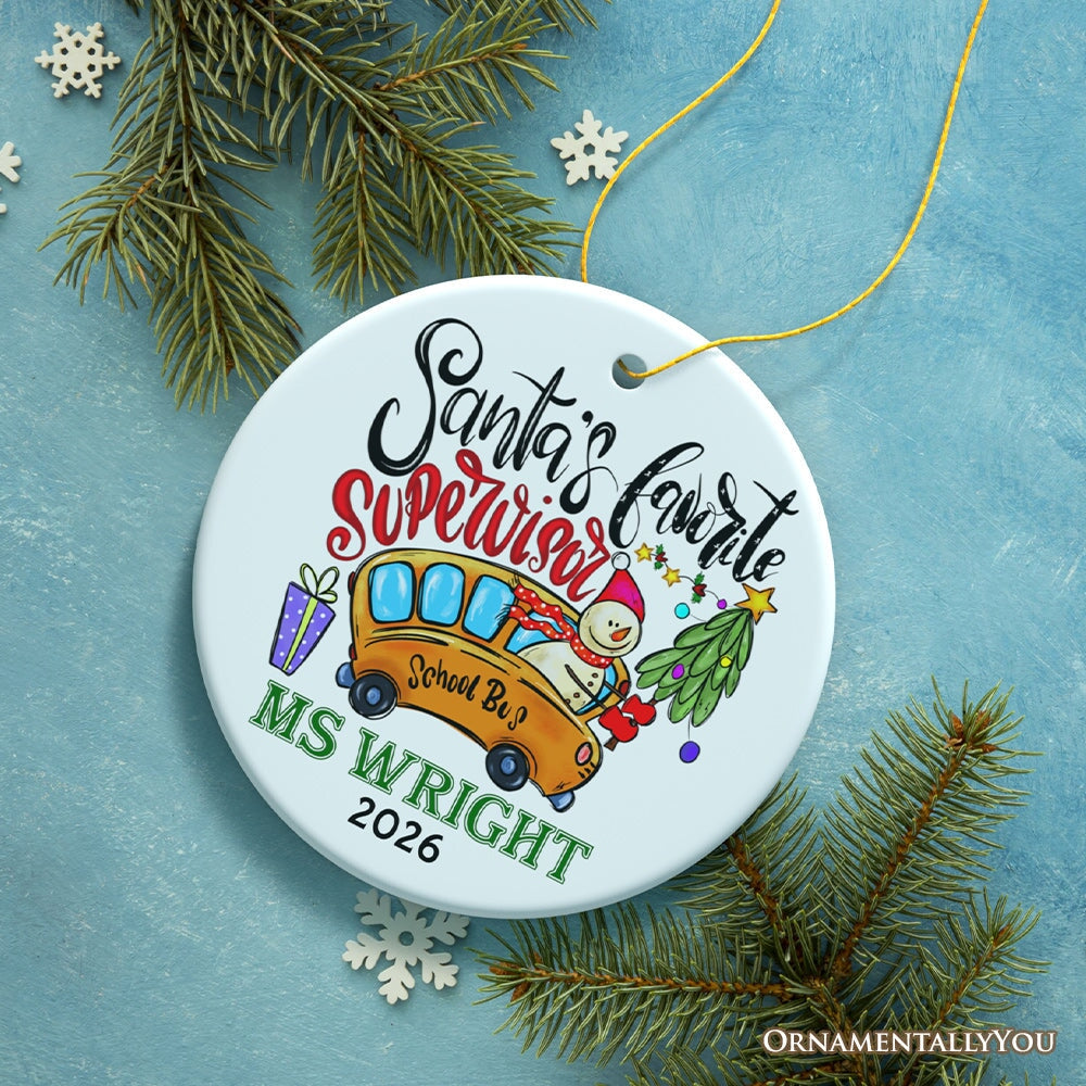 Santa’s Favorite Supervisor Leadership Recognition Keepsake Personalized Ornament, Colorful Mentorship Appreciation Gift Ceramic Ornament OrnamentallyYou Circle 