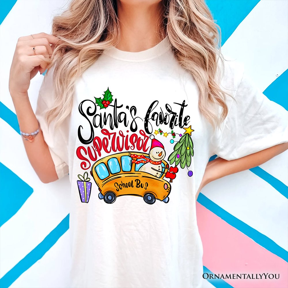 Santa’s Favorite Supervisor T-Shirt, Merry Christmas School Bus Tee T-Shirts OrnamentallyYou 