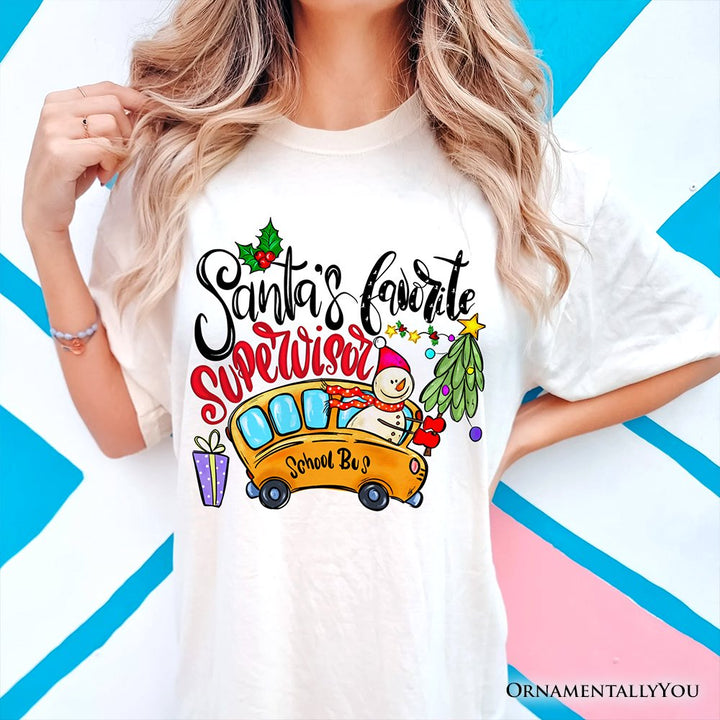 Santa’s Favorite Supervisor T-Shirt, Merry Christmas School Bus Tee T-Shirts OrnamentallyYou 