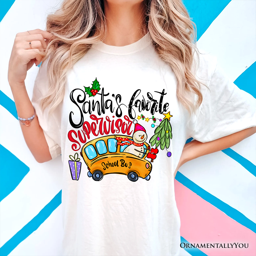 Santa’s Favorite Supervisor T-Shirt, Merry Christmas School Bus Tee
