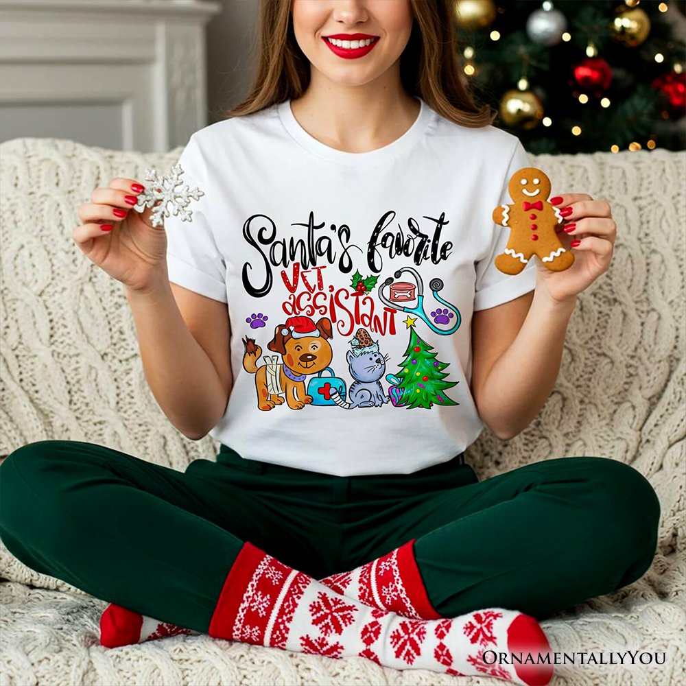 Santa’s Favorite Vet Assistant T-Shirt, Merry Christmas Pet Care Tee T-Shirts OrnamentallyYou 
