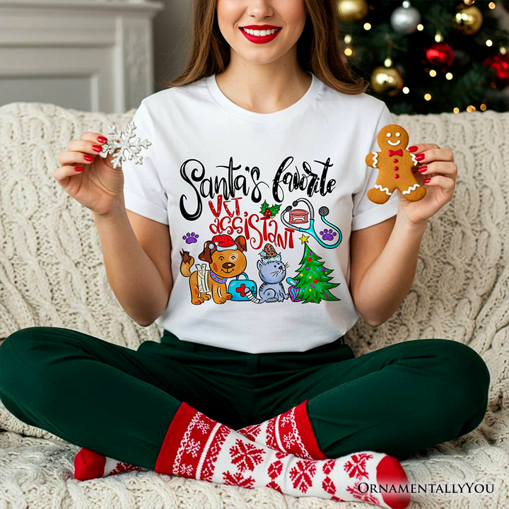 Santa’s Favorite Vet Assistant T-Shirt, Merry Christmas Pet Care Tee