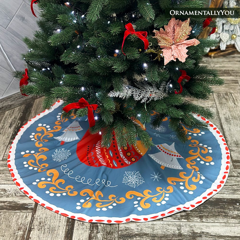 Scandinavian Folk Fox Christmas Tree Skirt Tree Skirt Nantong Prince Home Fashion Co., Ltd. 