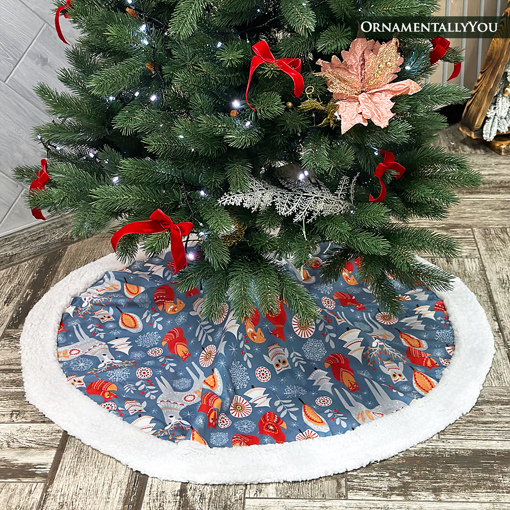 Scandinavian Forest Animal Pattern Tree Skirt