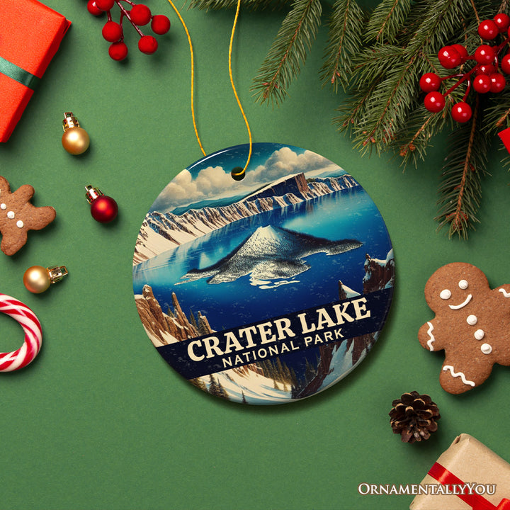 Scenic Crater Lake National Park Ornament, Oregon Mountain Lake Christmas Gift and Nature Souvenir