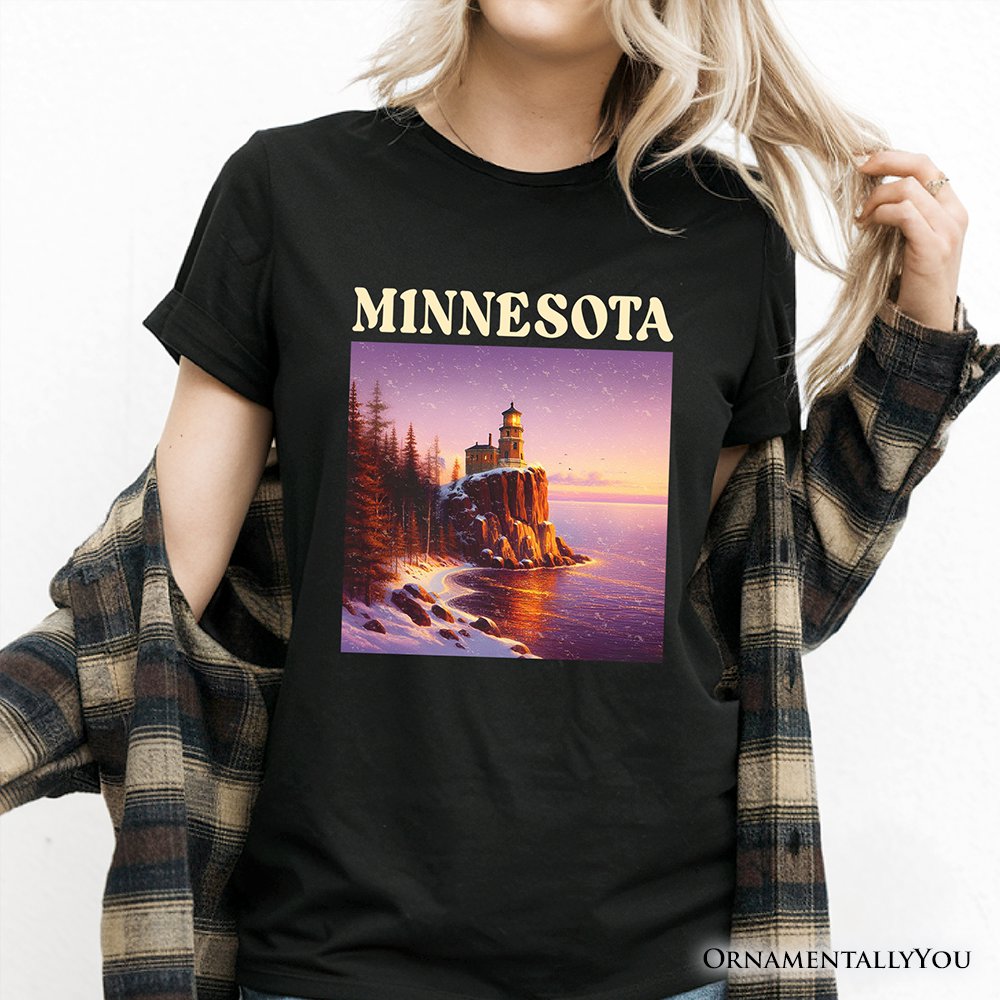 Scenic Minnesota State Split Rock Lighthouse T-Shirt, Lake Superior Landmark Tee and Travel Souvenir T-Shirts OrnamentallyYou 