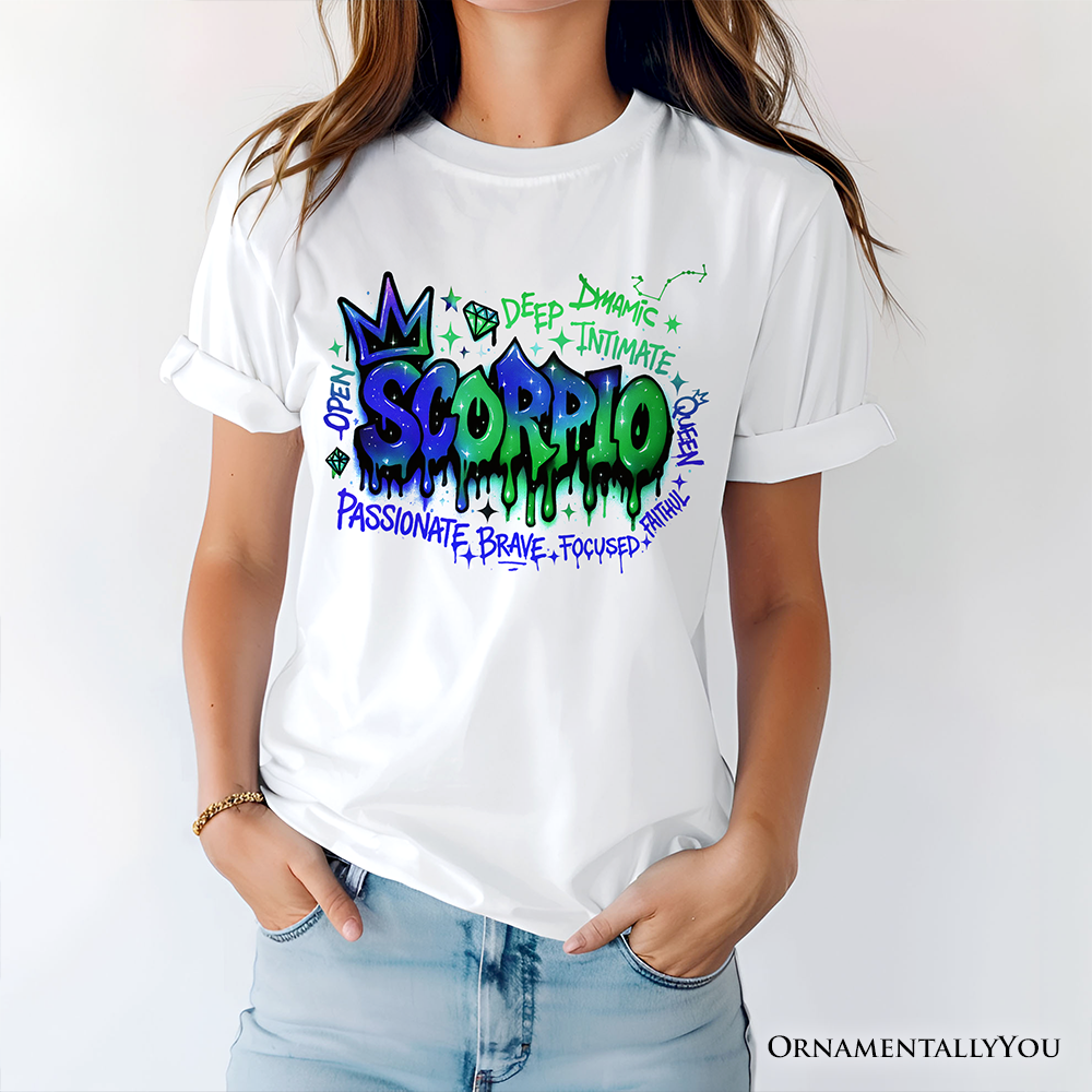 Scorpio Graffiti Zodiac T-Shirt, Street Style Astrology Horoscope Tee