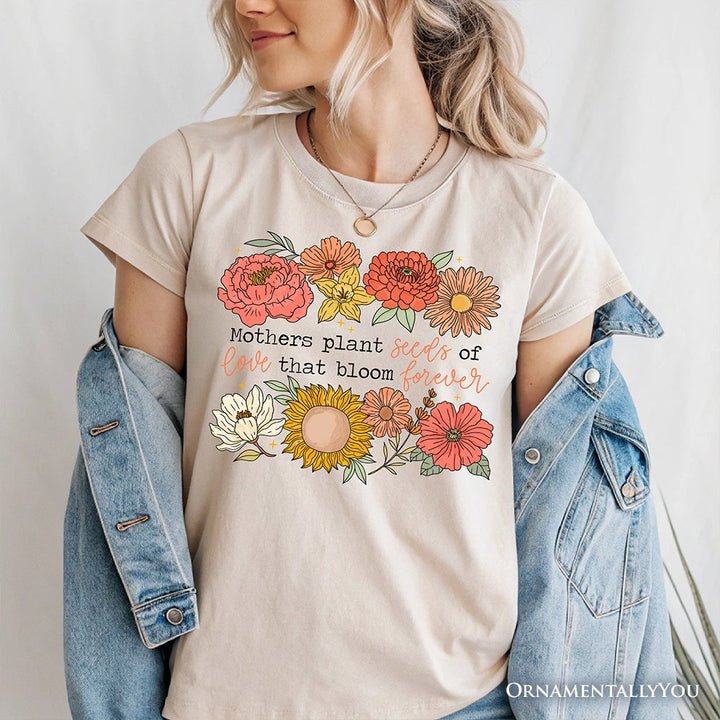 Seeds of Love Mama Floral T-Shirt, White, Natural and Black Retro Tee for Sentimental Mothers T-Shirts OrnamentallyYou 