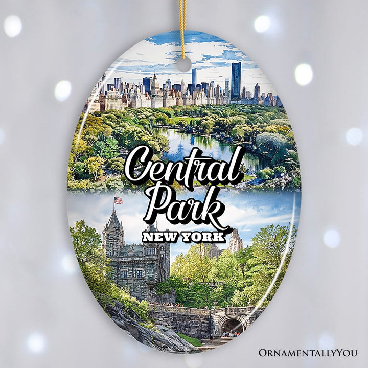 Serene Central Park New York Landmarks Ornament, American Urban Oasis Heritage Gift and Travel Souvenir Ceramic Ornament OrnamentallyYou Oval 