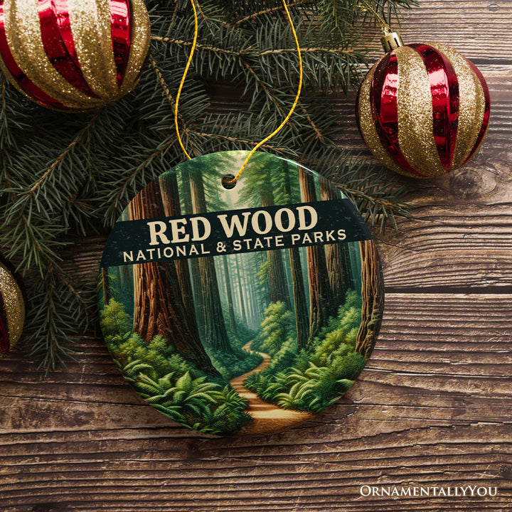 Serene Redwood National and State Parks Ornament, California Woodland View Christmas Gift and Outdoor Explorer Souvenir