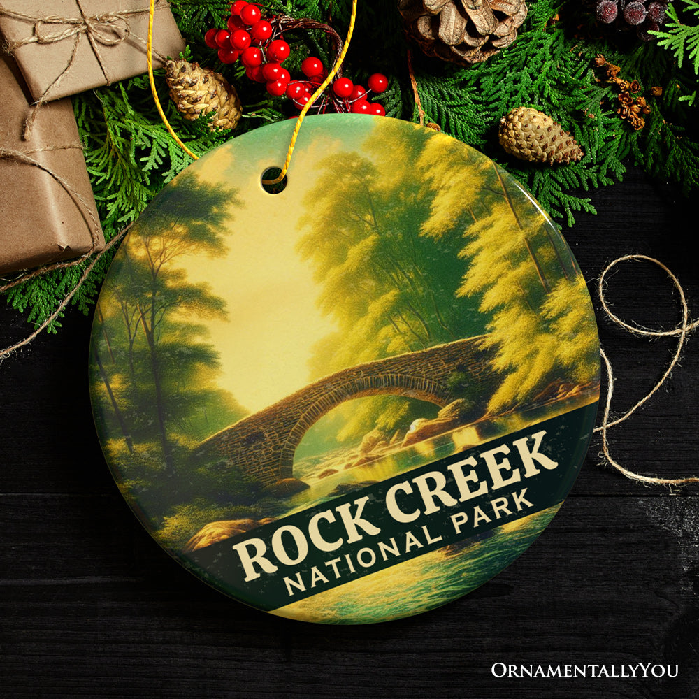 Serene Rock Creek National Park Ornament, Washington DC Stone Bridge Christmas Gift and Scenic Nature Escape Souvenir