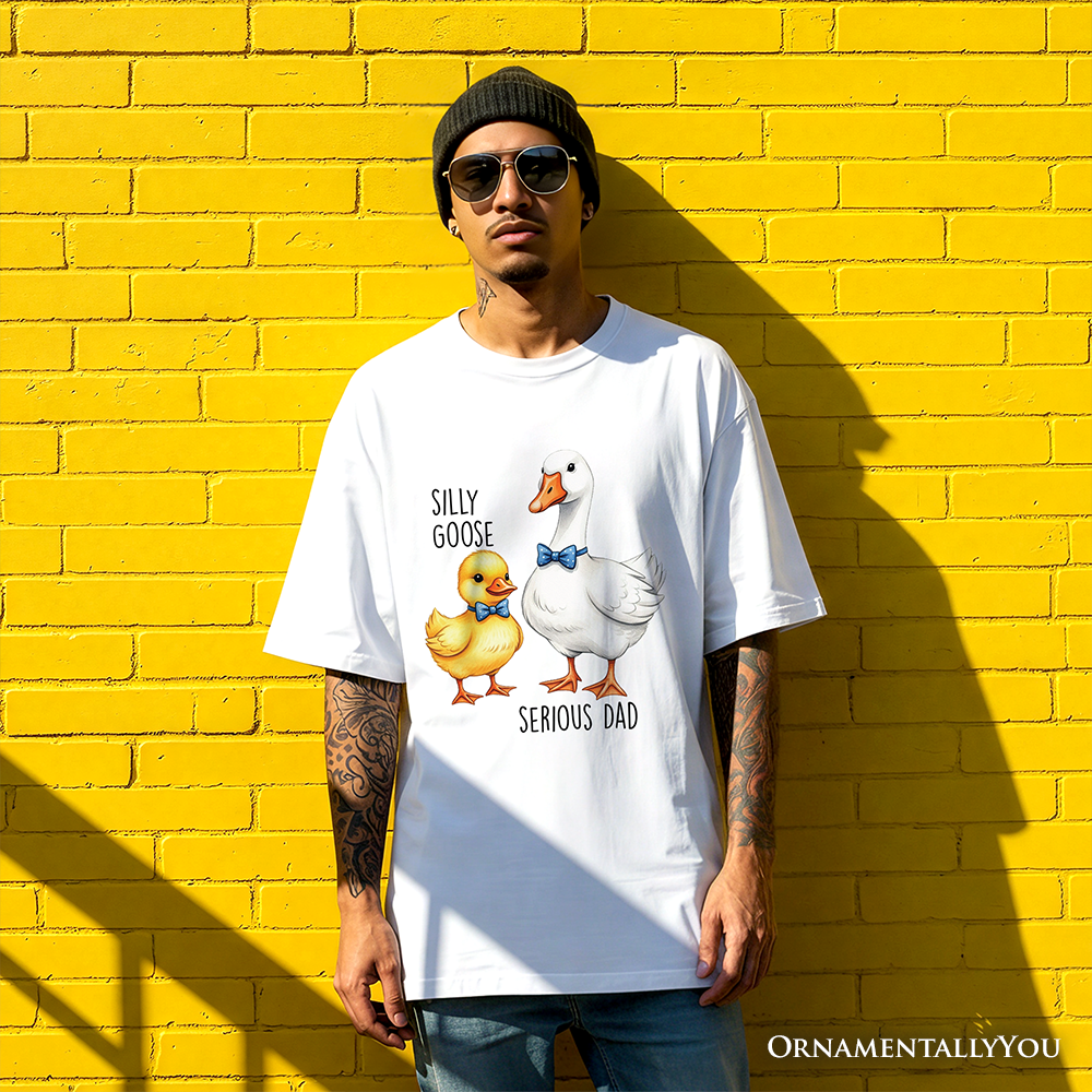 Silly Goose Serious Dad Tie T-Shirt, Cute Duo Fathers Tee