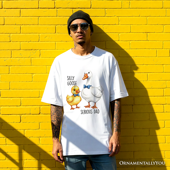 Silly Goose Serious Dad Tie T-Shirt, Cute Duo Fathers Tee