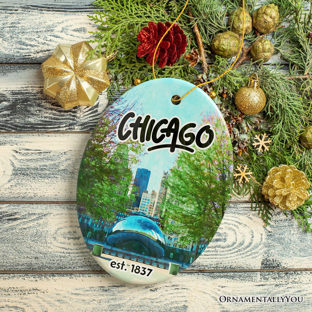 Simply Unique Chicago Christmas Ornament, Ceramic Keepsake Souvenir Gift Ceramic Ornament OrnamentallyYou 