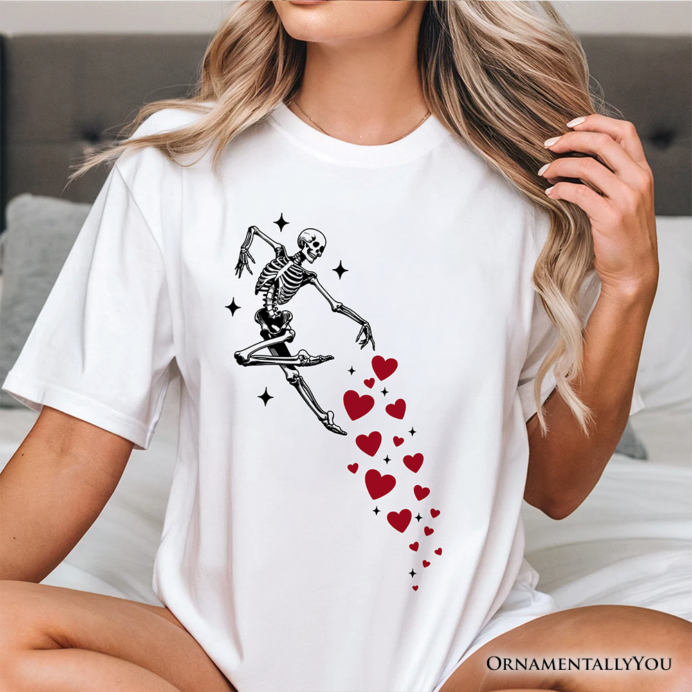 Skeleton Hearts Valentine T-Shirt, Playful Funny Tee