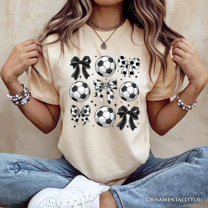 Soccer Balls Coquette Bows T-Shirt, Sports Mom Tee T-Shirts OrnamentallyYou 