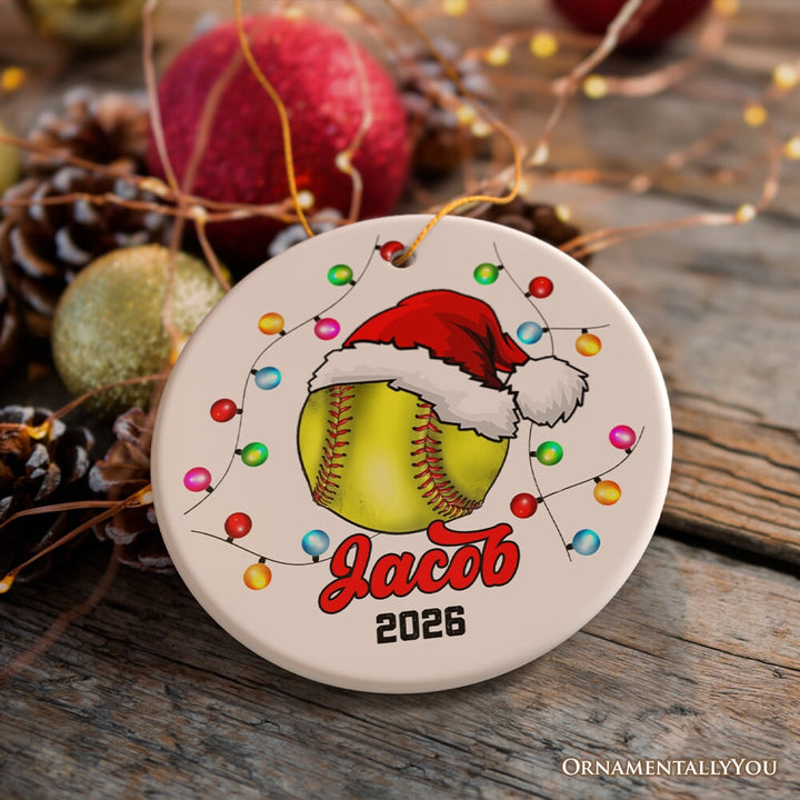 Softball Ornament Customized with Player and Team, Custom Keepsake Coaches Gift Ceramic Ornament OrnamentallyYou 