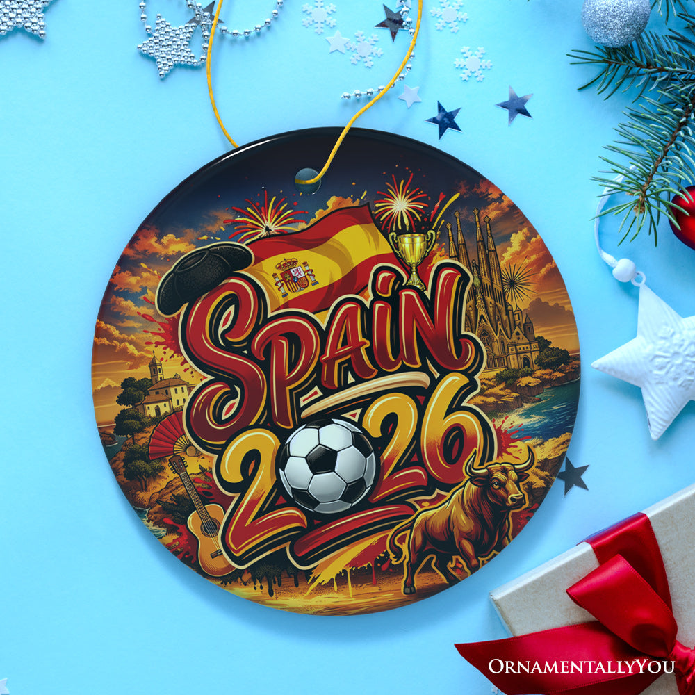 Spain 2026 Soccer Cup Global Championship Ornament, Fans Football Gift and Tree Decor