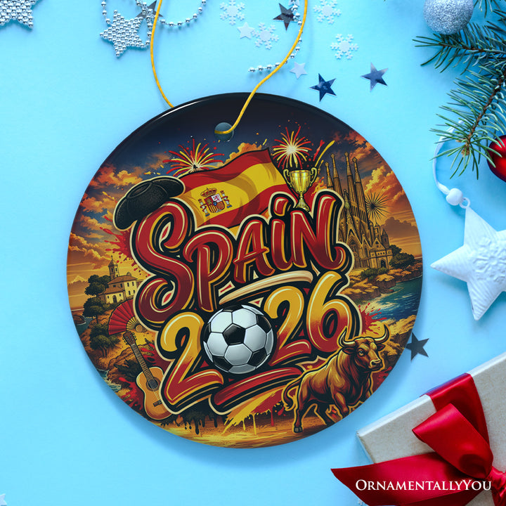 Spain 2026 Soccer Cup Global Championship Ornament, Fans Football Gift and Tree Decor