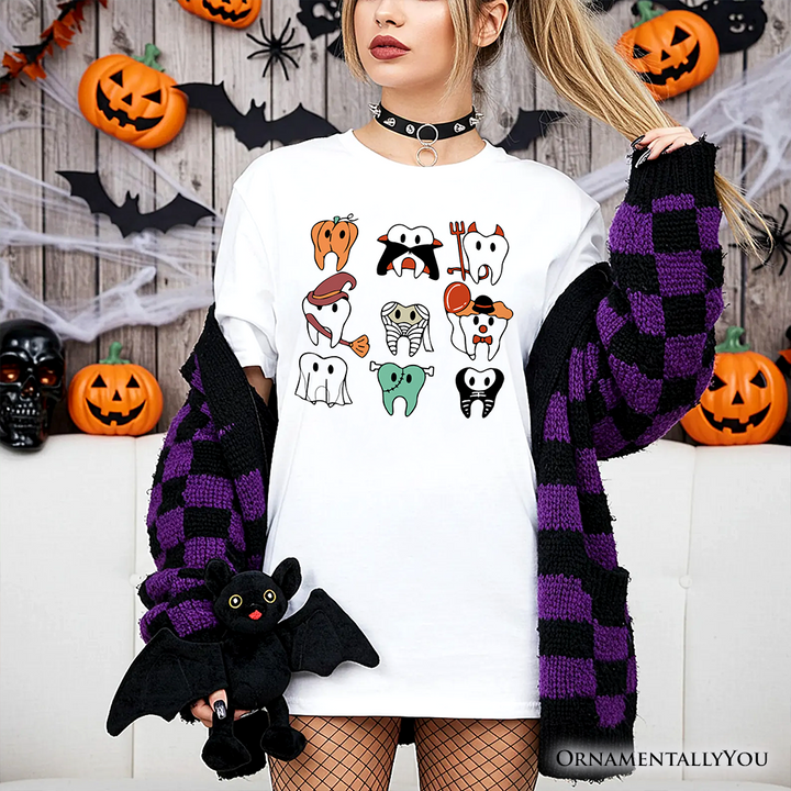Spooky Halloween Dentist T-Shirt, Teeth Monster Tee for Dental Crew