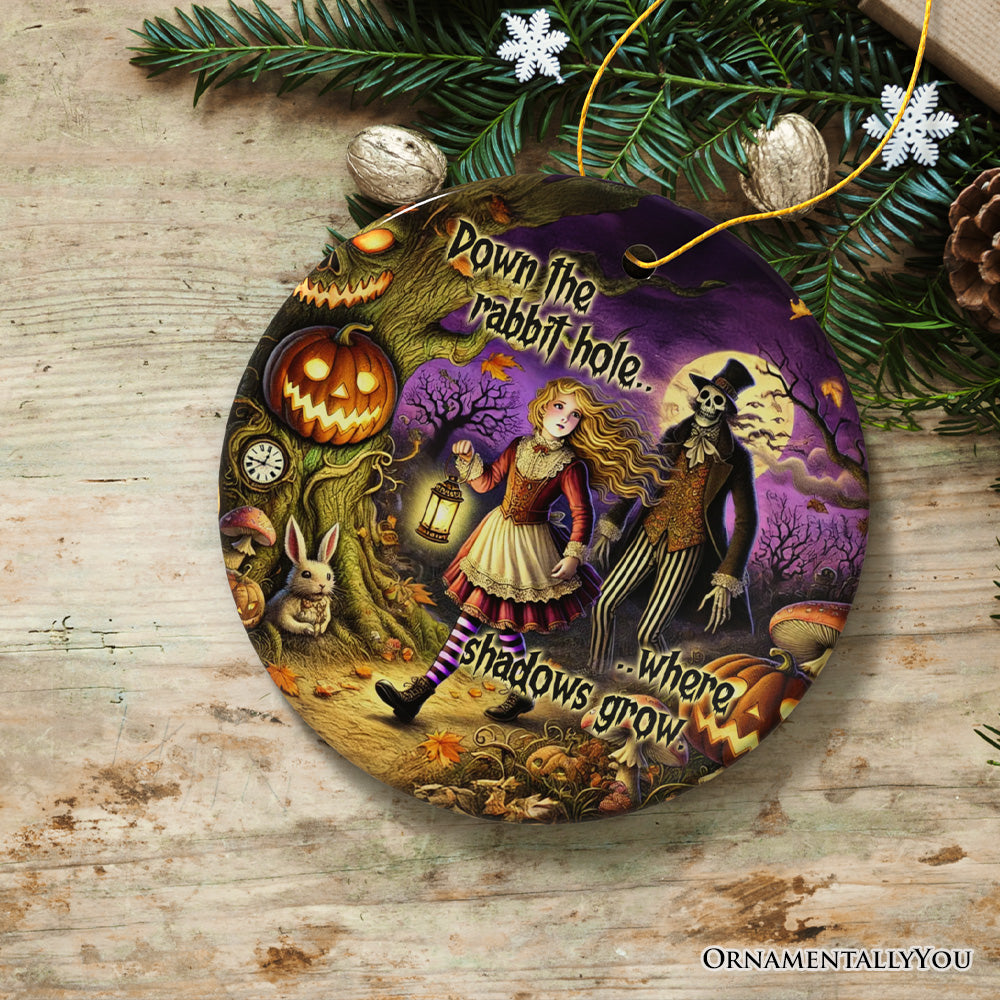 Spooky Parable Alice's Adventure in Wonderland Ceramic Ornament, Halloween Gift and Tree Decor