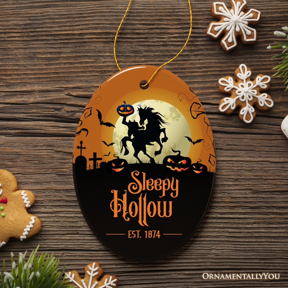 Spooky Sleepy Hollow Headless Horseman Ornament, Halloween Attraction Gift for Christmas Tree Ceramic Ornament OrnamentallyYou 