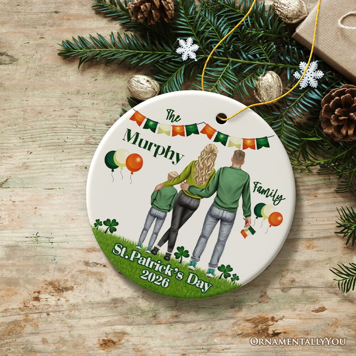 St Patricks Day Personalized Family Ornament, Irish Themed Customized Gift for St Pattys Ceramic Ornament OrnamentallyYou 