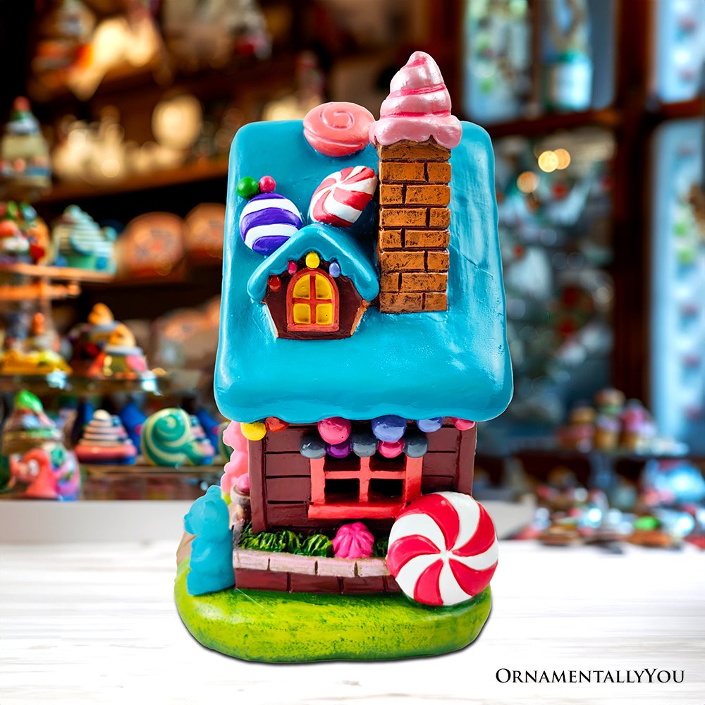 (Pre-Order) Sugary Haven Candy House Tabletop Figurine, 7" LED Christmas Gingerbread Style Home Decoration Resin Statues OrnamentallyYou 