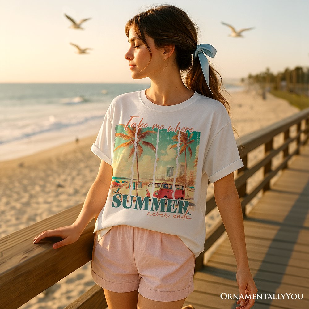 Summer Never Ends T-Shirt, Vintage White and Natural Van Tee T-Shirts OrnamentallyYou 