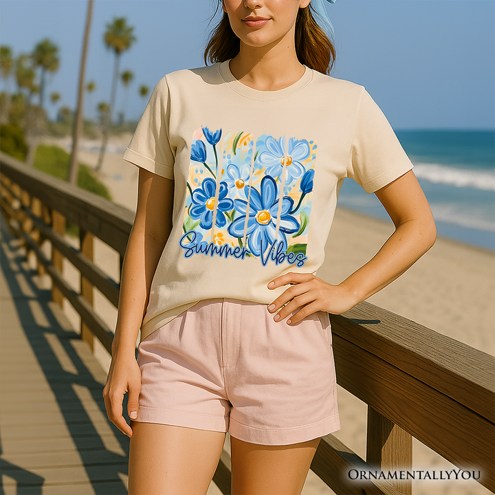 Summer Vibes Brushsroke Flowers T-Shirt, Aesthetic Tee