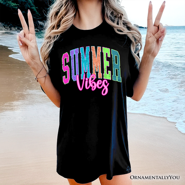 Summer Vibes Neon Varsity T-Shirt, Retro Beach Tee