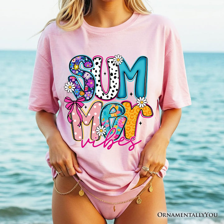 Summer Vibes Retro Floral T-Shirt, Coastal Beach Tee T-Shirts OrnamentallyYou 