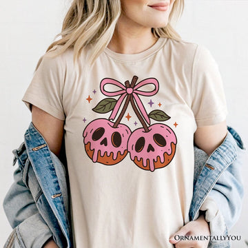 Sweet and Spooky Poison Cherries Halloween T-Shirt, Coquette Skulls Tee T-Shirts OrnamentallyYou 