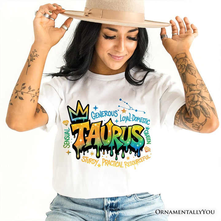 Taurus Graffiti Zodiac T-Shirt, Street Style Astrology Horoscope Tee T-Shirts OrnamentallyYou 