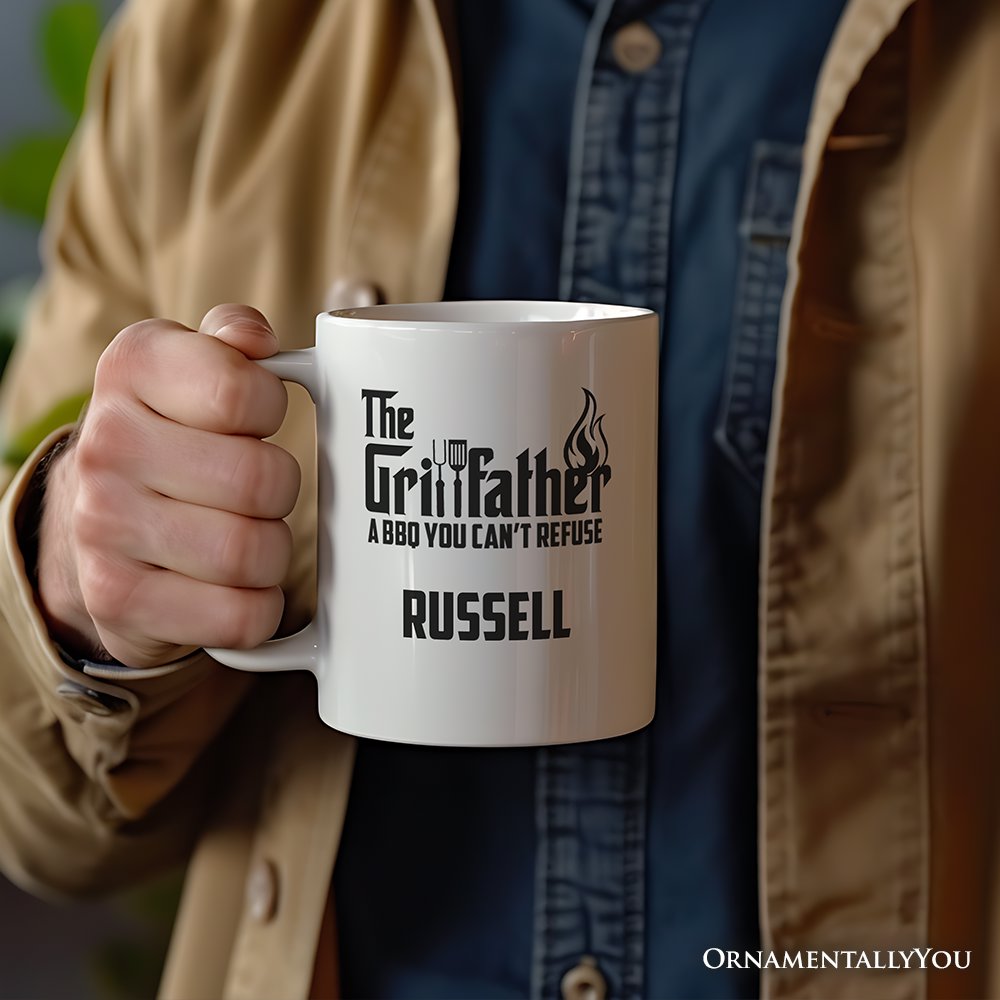 The Grillfather Personalized Mug, BBQ Dad Gift with Custom Name Personalized Ceramic Mug OrnamentallyYou 